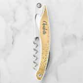Gold Glitzer Personalisiert Bridesmaid Corkschraub Kellnermesser (Vorderseite)
