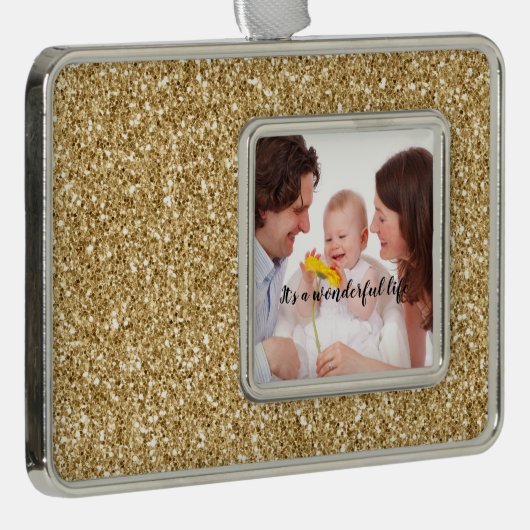 Gold Glitzer Personalisiert Foto Rahmen-Ornament Silber (Rechts)