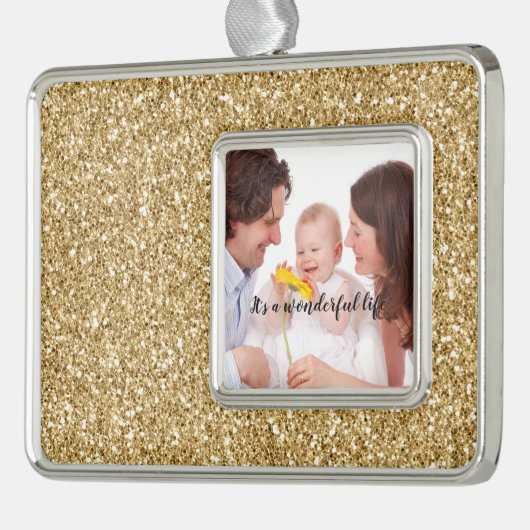 Gold Glitzer Personalisiert Foto Rahmen-Ornament Silber (Links)