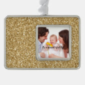 Gold Glitzer Personalisiert Foto Rahmen-Ornament Silber (Vorderseite)