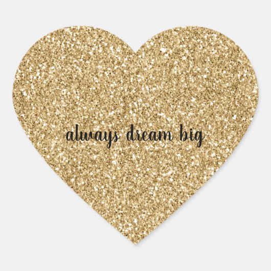 Gold Glitzer personalisiert Herz-Aufkleber (Vorderseite)