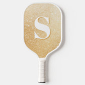 Gold Glitzer Personalisiert Monogram Pickleball Schläger (Rückseite)