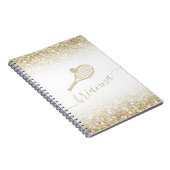 Gold Glitzer Personalisiert Tennis Notizblock (Rechte Seite)