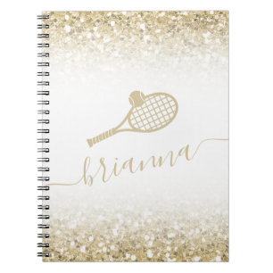 Gold Glitzer Personalisiert Tennis Notizblock