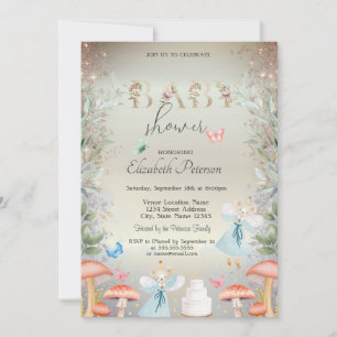 Gold Glitzer Pilze Baby Mäuse Baby Shower Einladung