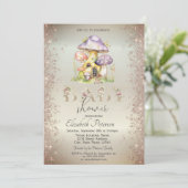 Gold Glitzer Pilze Houses Kinderdusche Einladung (Stehend Vorderseite)