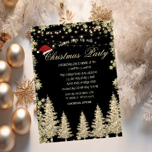Gold Glitzer Pine Tree, Stars Weihnachtsunternehme Einladung