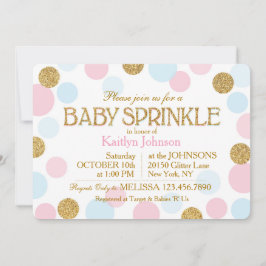 Gold Glitzer Pink Baby Blue Dots Baby Sprinkle Einladung