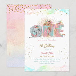 Gold Glitzer Pink Blue Baby Girl Erstgeburt Einladung