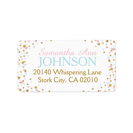 Gold Glitzer Pink Blue Twin Sprinkles Adressaufkleber (Vorne)