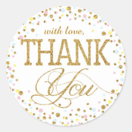 Gold Glitzer Pink Blue Yellow Danke Label Runder Aufkleber