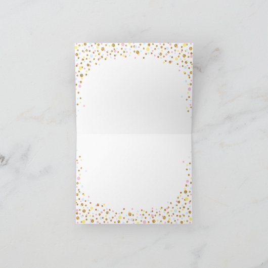 Gold Glitzer Pink Blue Yellow Dankeschön Karte (Innenseite)