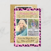 Gold Glitzer Pink Cheetah 3x5 Grad Ankündigung (Vorne/Hinten)