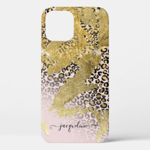 Gold Glitzer Pink Chic Leopard Druckschrift Case-Mate iPhone Hülle