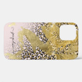 Gold Glitzer Pink Chic Leopard Druckschrift Name Case-Mate iPhone Hülle (Rückseite (Horizontal))