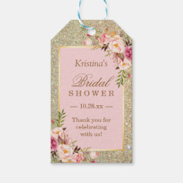 Gold Glitzer Pink Floral Brautparty Vielen Dank Geschenkanhänger
