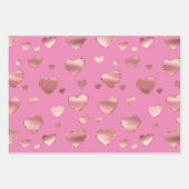Gold Glitzer Pink Glam Herz-Streicher Geschenkpapier Set (Vorderseite 2)