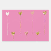Gold Glitzer Pink Glam Herz-Streicher Geschenkpapier Set (Vorderseite)
