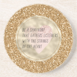 Gold Glitzer Pink Heart Strings Gedicht Getränkeuntersetzer
