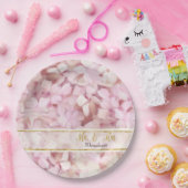 Gold Glitzer Pink Hydrangea Blume Mr. und Mrs. Pappteller (Party)