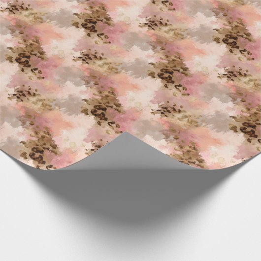 Gold Glitzer Pink Print Wrapping Paper Roll Geschenkpapier (Ecke)