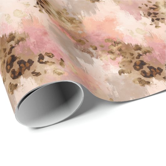 Gold Glitzer Pink Print Wrapping Paper Roll Geschenkpapier (Rolleneckpunkt)