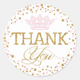 Gold Glitzer Pink Royal Princess Baby Dusche Runder Aufkleber