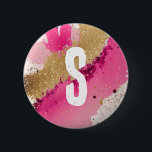 Gold Glitzer Pink Spritzer Monogram Personalisiert Button<br><div class="desc">Gold Glitzer Pink Spritzer Monogram Personalisiert Button verfügt über einen modernen goldenen Glitzer und rosa Spritzer Hintergrund mit Ihrem benutzerdefinierten Monogramm. Personalisieren Sie diese,  indem Sie den Text im Textfeld bearbeiten oder ohne Text löschen. Erstellt von Evco Studio www.zazzle.com/store/evcostudio</div>