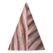 Gold Glitzer Pink Stripes Party Hat Partyhütchen (Rückseite)