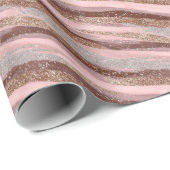 Gold Glitzer Pink Stripes Wrapping Paper Roll Geschenkpapier (Rolleneckpunkt)