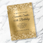 Gold Glitzer Pinselfolie Monogram 50. Geburtstag Einladung<br><div class="desc">Eine glamouröse mit Monogramm Einladung zum 50. Geburtstag für sie. Imitate glänzen goldfarbenen Glitzer mit Glitzern gegen ein koordinierendes Imitat brushed Metallfolienbild. Sie können auch das extravagante Schwarz-Weiß-Kalligraphie-Monogramm mit dem System anpassen. Alle funkelnd und glänzenden Elemente in diesem modernen mädchenhaften Design sind digitale Grafiken. Imitate goldener Glitzer und Folie Stil....</div>