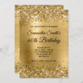 Gold Glitzer Pinselfolie Monogram 60. Geburtstag Einladung (Vorne/Hinten)