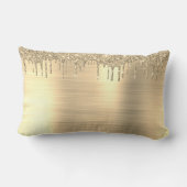 Gold Glitzer Pinselmetall Monogram Name Lumbar Pi Lendenkissen (Rückseite)