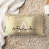Gold Glitzer Pinselmetall Monogram Name Lumbar Pi Lendenkissen (Decke)