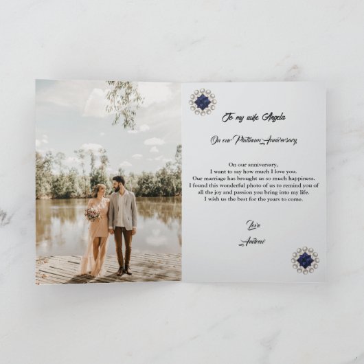 Gold Glitzer Platinum 70. Hochzeitstag Karte (Innenseite)