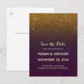 Gold Glitzer Plum Save the Date Vintag Ankündigungspostkarte (Vorne/Hinten)