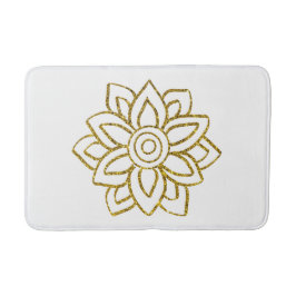 Gold Glitzer Poinsettia Christmas White Badematte