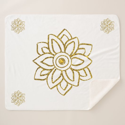 Gold Glitzer Poinsettia Jewel White Sherpadecke (Vorderseite (Horizontal))