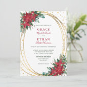 Gold Glitzer Poinsettia Weihnachtsfeier Einladung (Stehend Vorderseite)