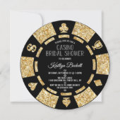 Gold Glitzer Poker Chip Casino Brautparty Einladung (Vorderseite)