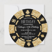 Gold Glitzer Poker Chip Casino Einladung (Vorderseite)