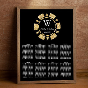 Gold Glitzer Poker Chip Casino Hochzeit Poster