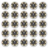 Gold Glitzer Poker Chip Casino Hochzeitsfeier 3cm Aufkleber (Vorderseite)