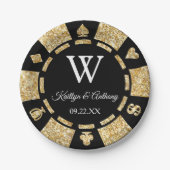 Gold Glitzer Poker Chip Casino Hochzeitsfeier Pappteller (Vorderseite)