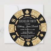 Gold Glitzer Poker Chip Las Vegas Bachelor Party Einladung (Vorderseite)