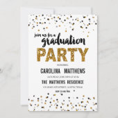 Gold Glitzer Polka Dot Graduation Party Einladung (Vorderseite)