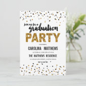 Gold Glitzer Polka Dot Graduation Party Einladung (Stehend Vorderseite)