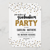 Gold Glitzer Polka Dot Graduation Party Einladung (Vorne/Hinten)