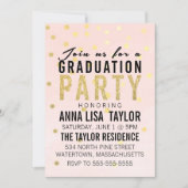 Gold Glitzer Polka Dot Graduation Party Einladung (Vorderseite)