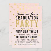 Gold Glitzer Polka Dot Graduation Party Einladung (Vorne/Hinten)